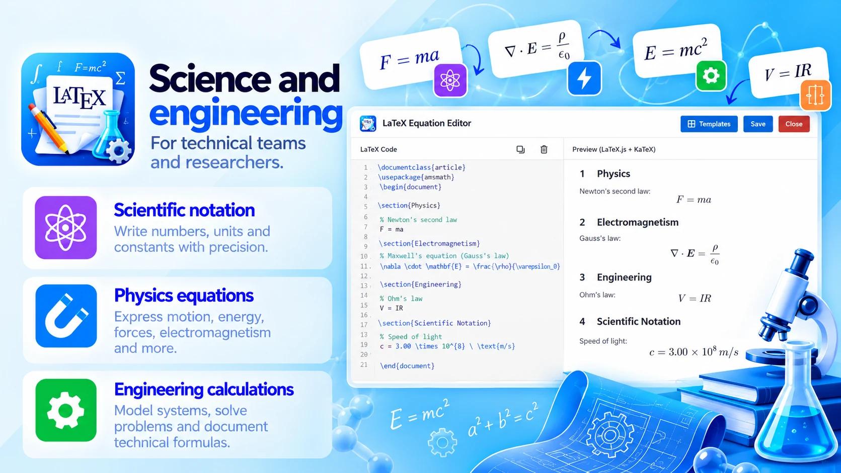 LaTeX Equation: Science and engineering